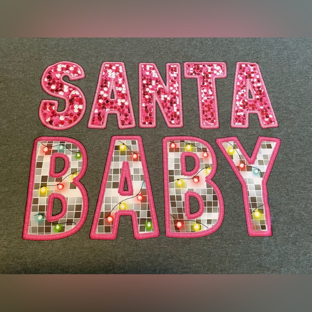 T-Shirt. Womens XL Short Sleeve Gray Shirt With “ Santa Baby” Print. NWOT